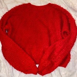 CHARLOTTE RUSSE - Red Fuzzy Dot Sweater